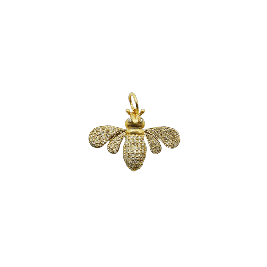 14K Gold Diamond Bee Charm