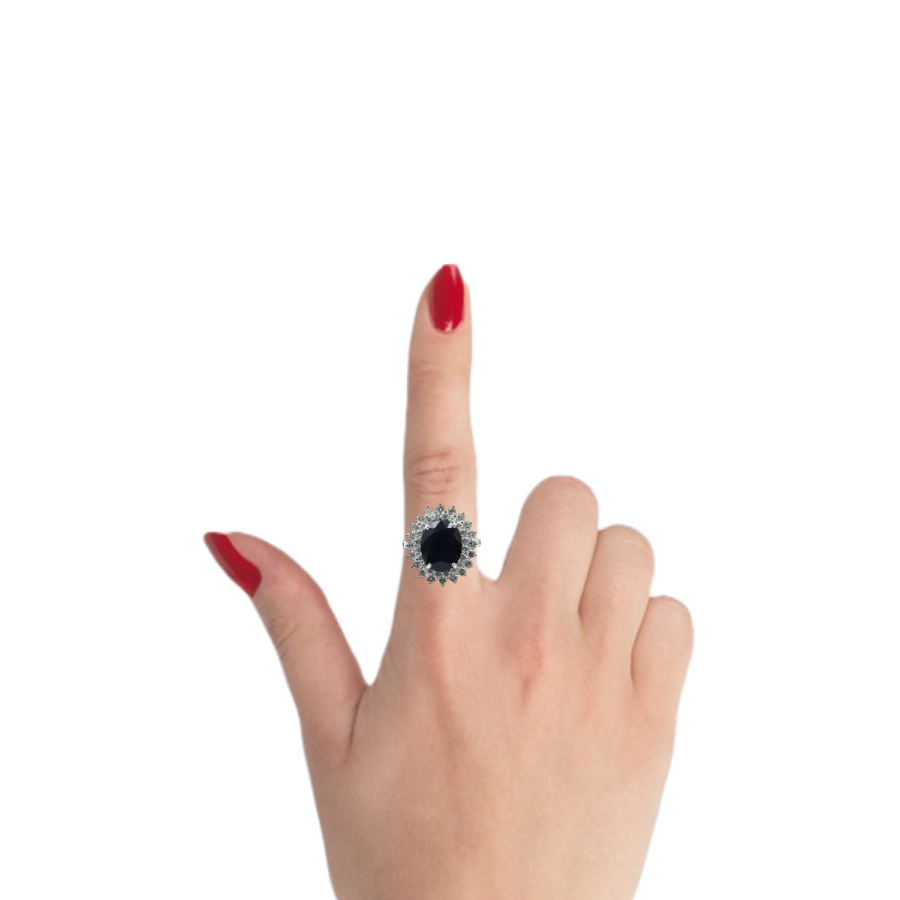 Blue Sapphire Oval Ring - Image 2
