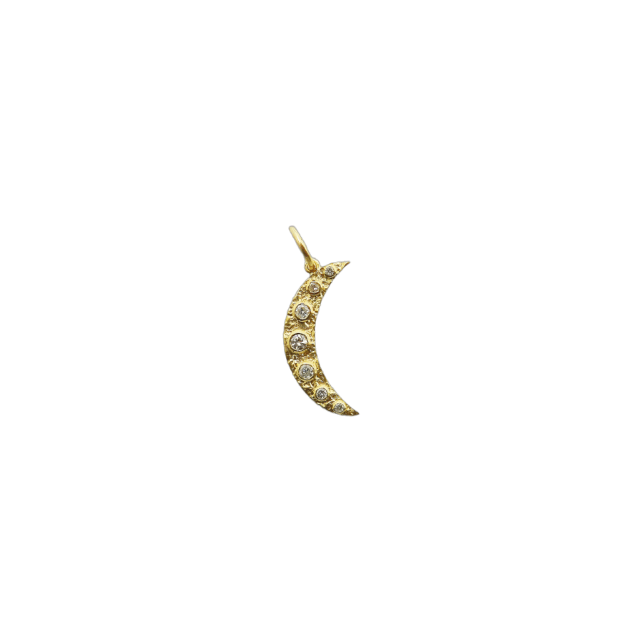 14K Gold Diamond Crescent Moon Charm