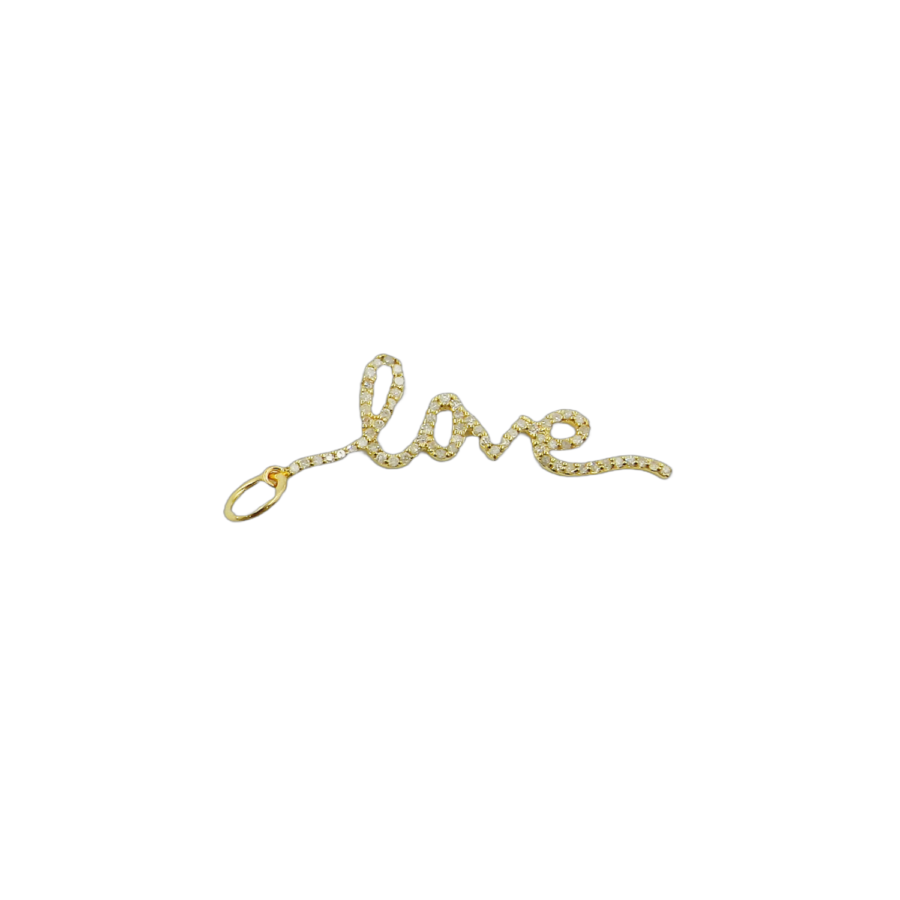 14K Gold Diamond Cursive 'Love' Charm