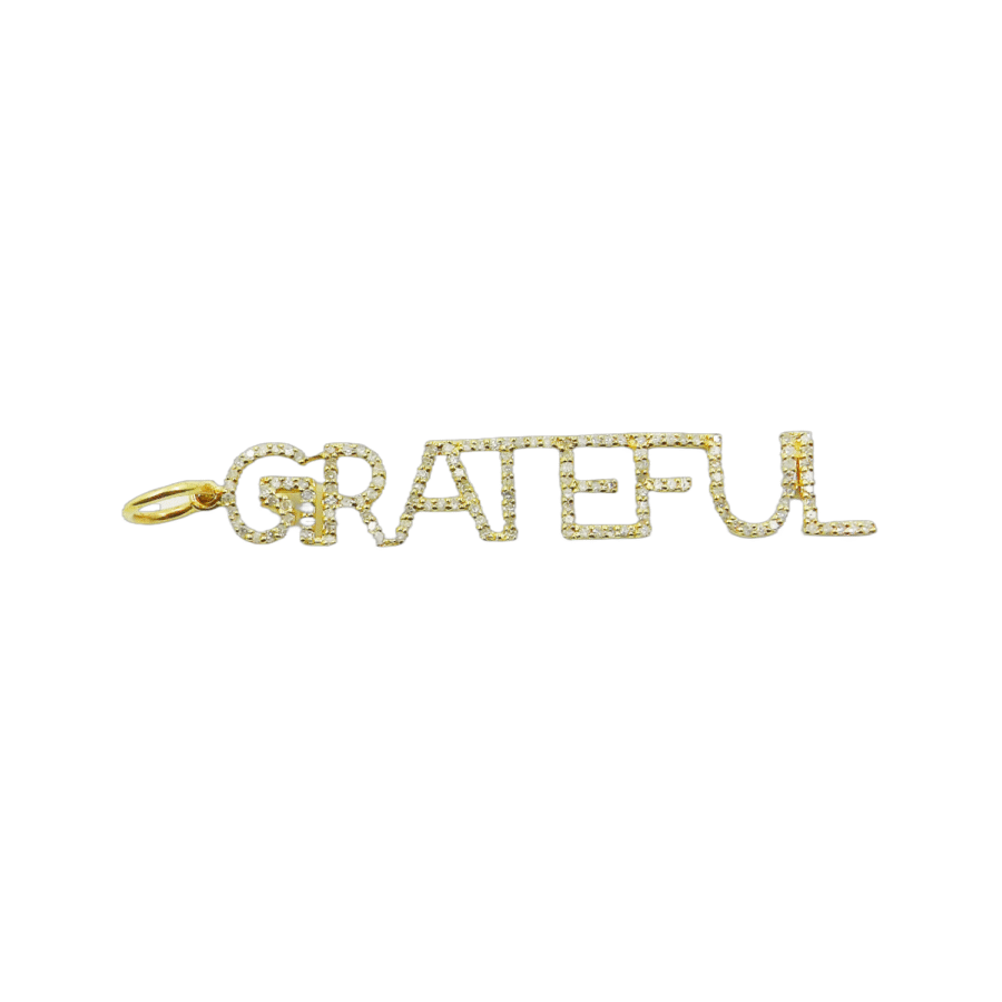 14K Gold Diamond 'Grateful' Charm