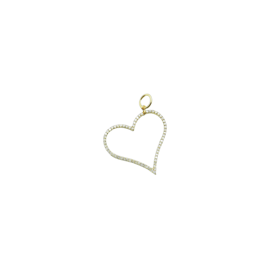 14K Gold Diamond Heart Outline Charm
