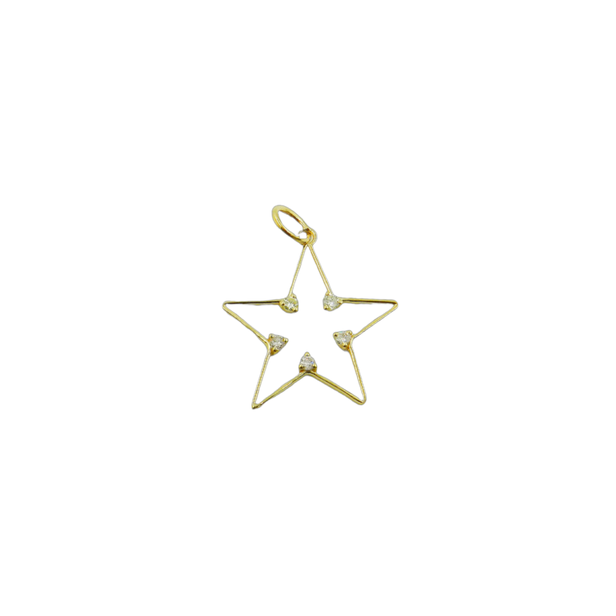 14K Gold Diamond Outlined Star Charm