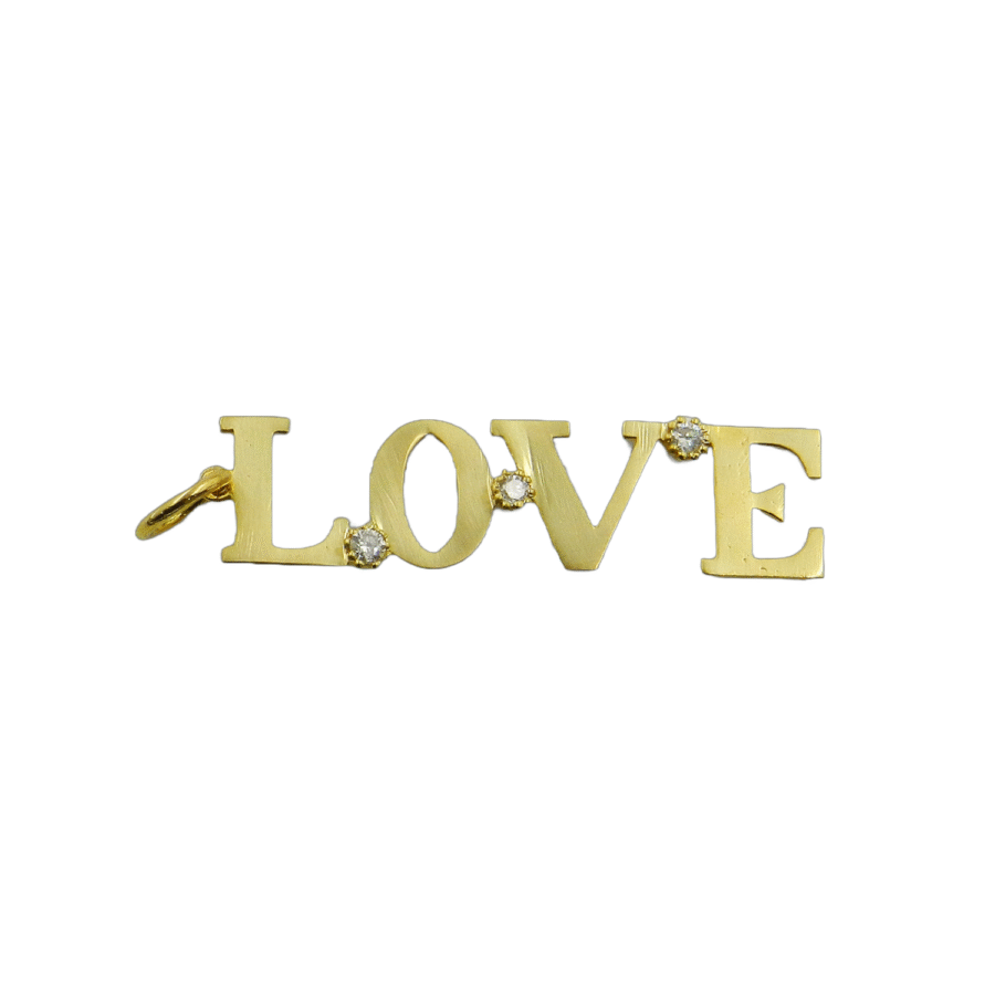 14K Gold Diamond 'Love' Charm