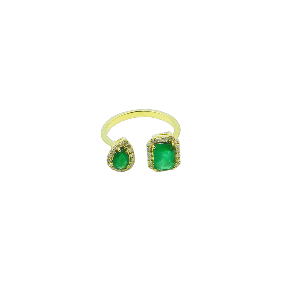 Emerald Pear Octa Ring