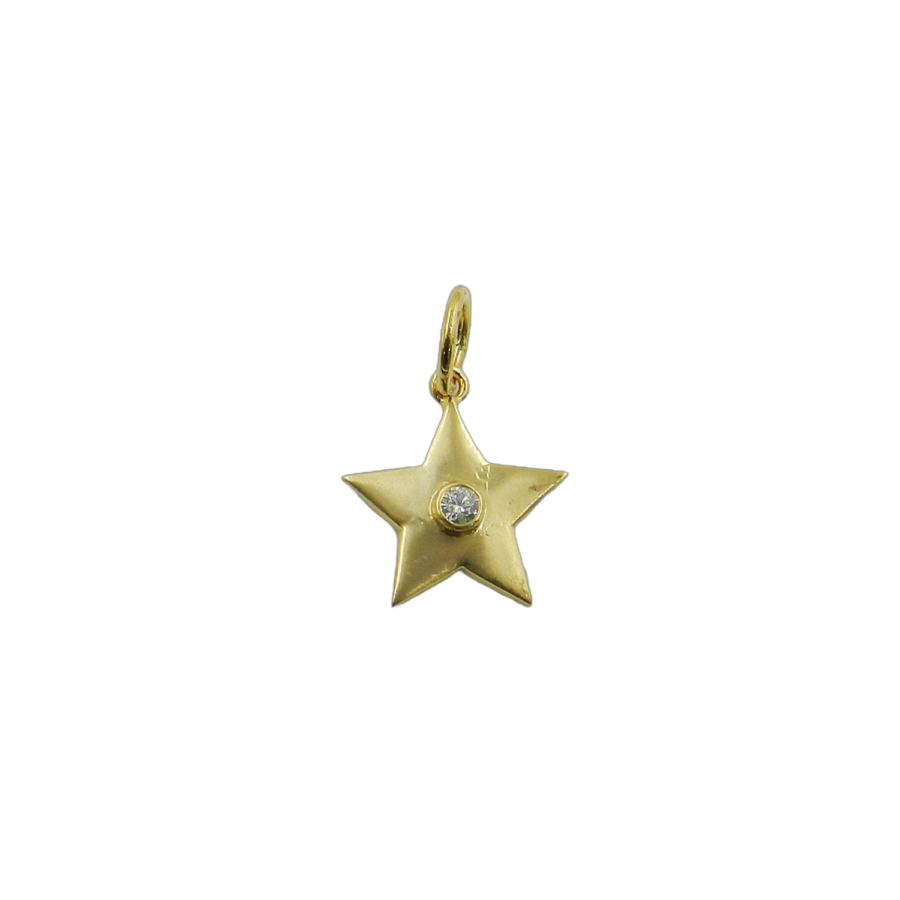 14K Gold One Diamond Mini Star Charm