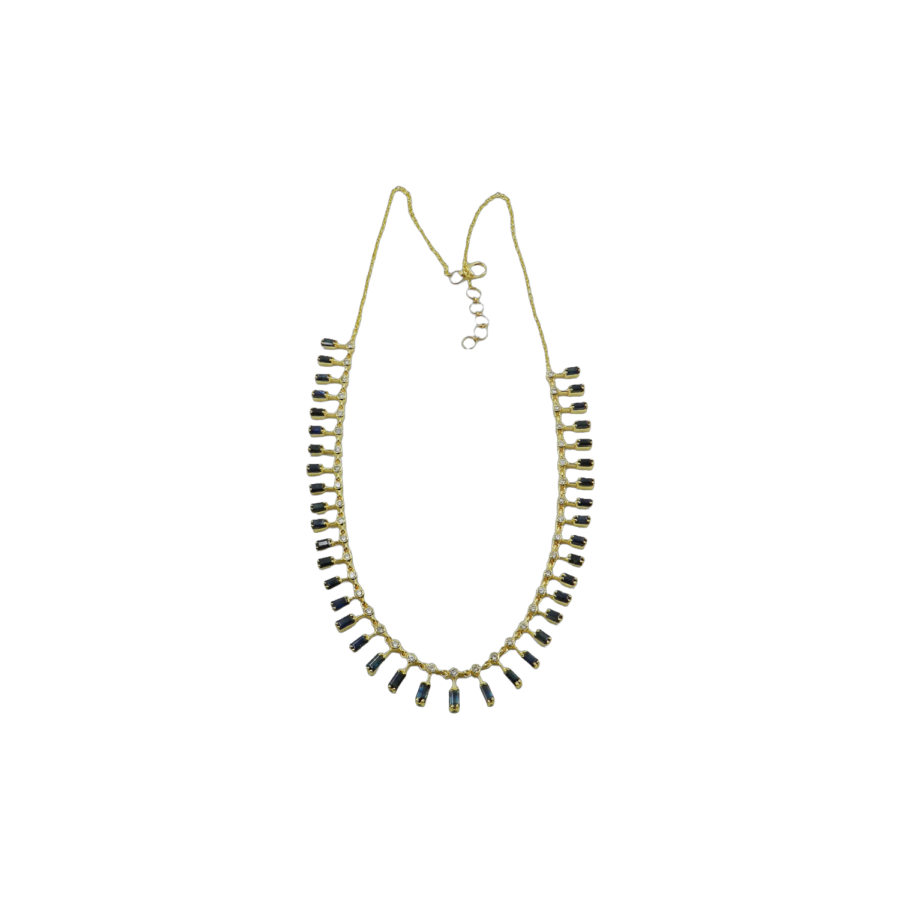 Blue Sapphire Baguette Necklace