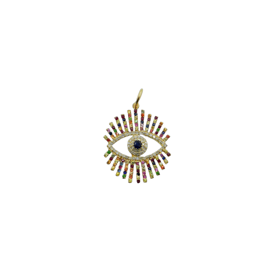 Multi Sapphire Evil Eye Rays Pendant