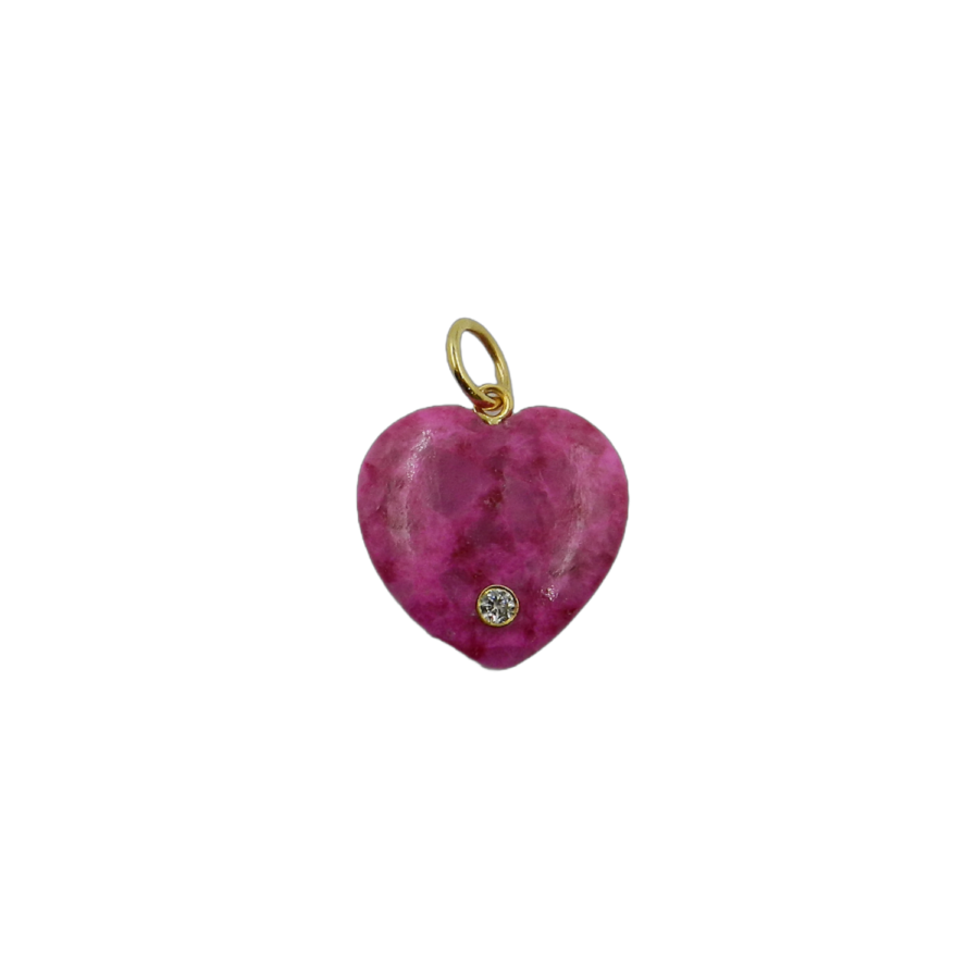 14K Gold Mohave Calcite One Diamond Heart Charm