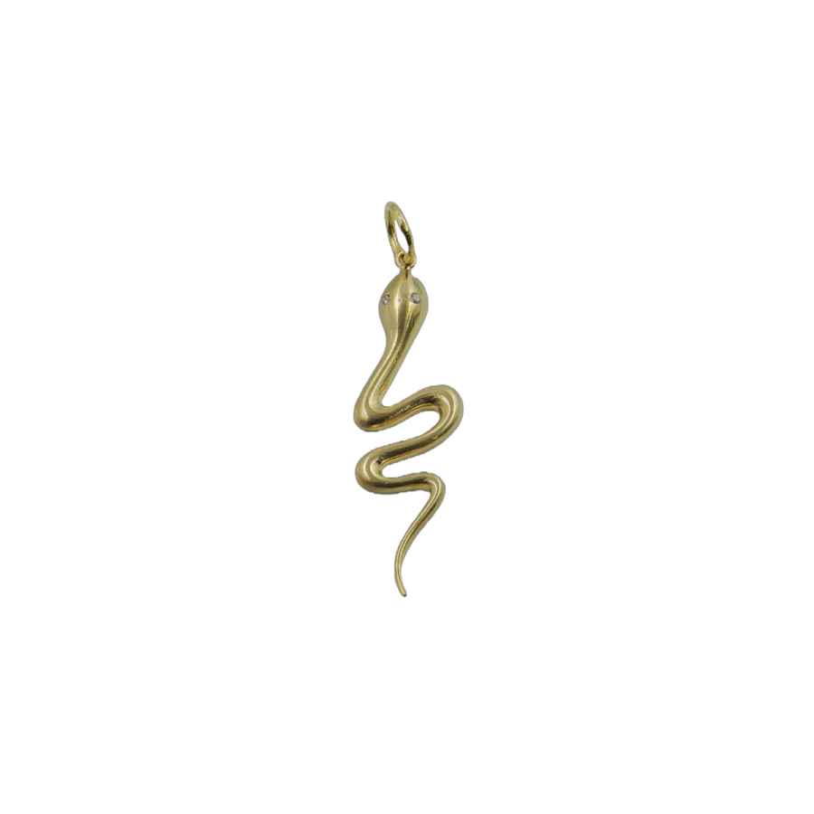 14K Gold Diamond Snake Pendant