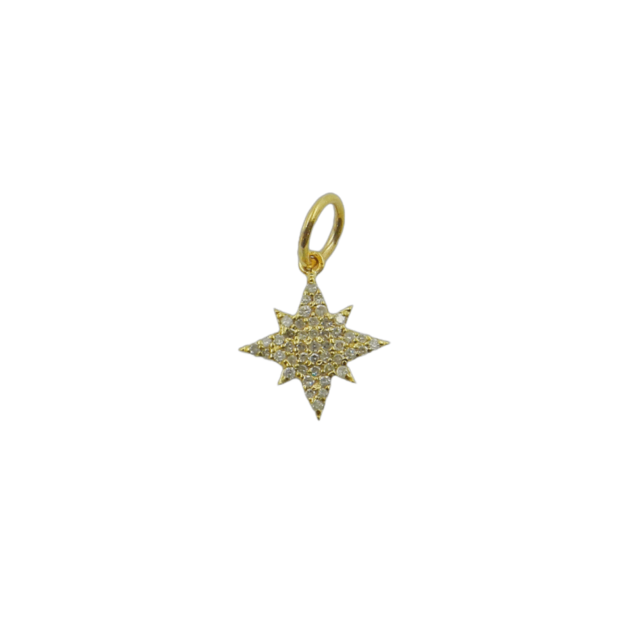 14K Gold Diamond Starburst Charm