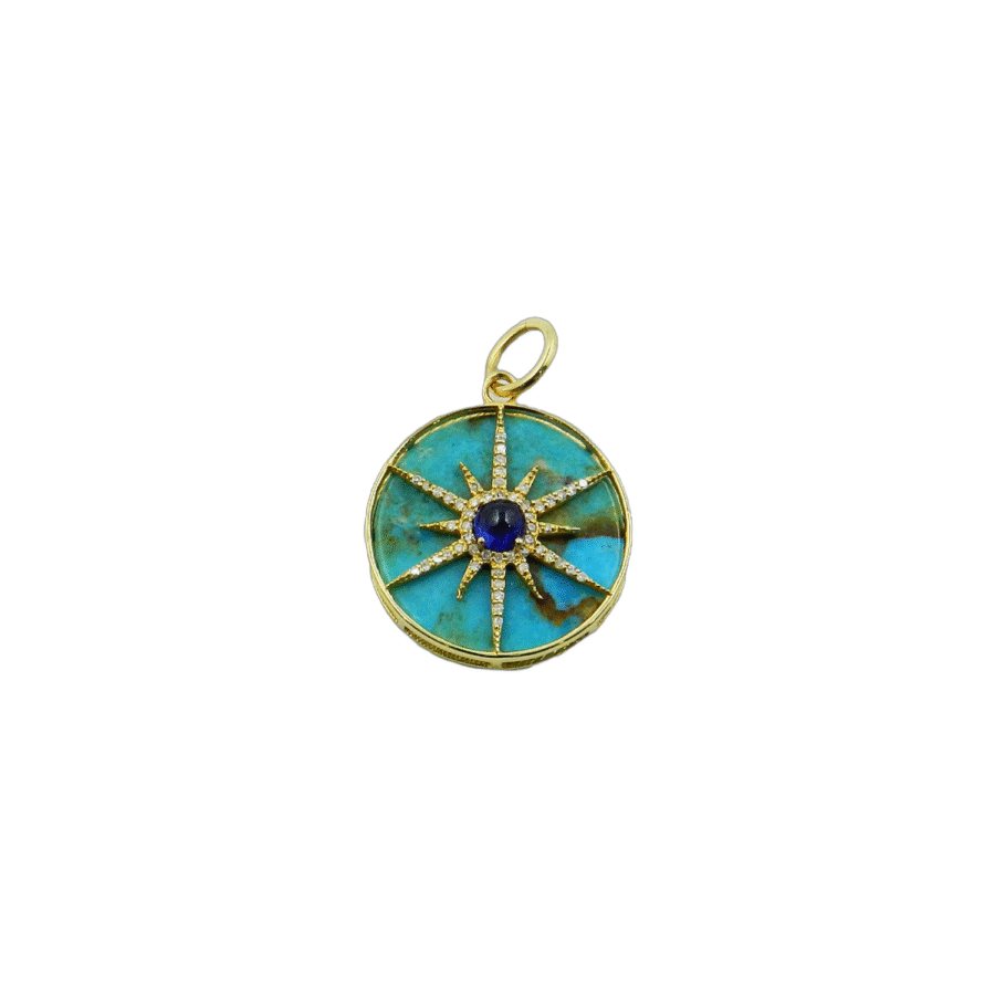 Turquoise Disc Star Burst Pendant