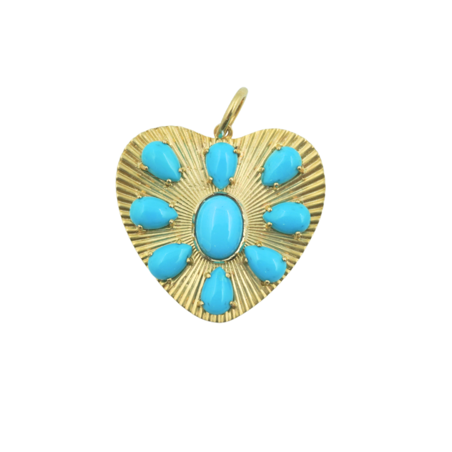14K Gold Turquoise Heart Charm