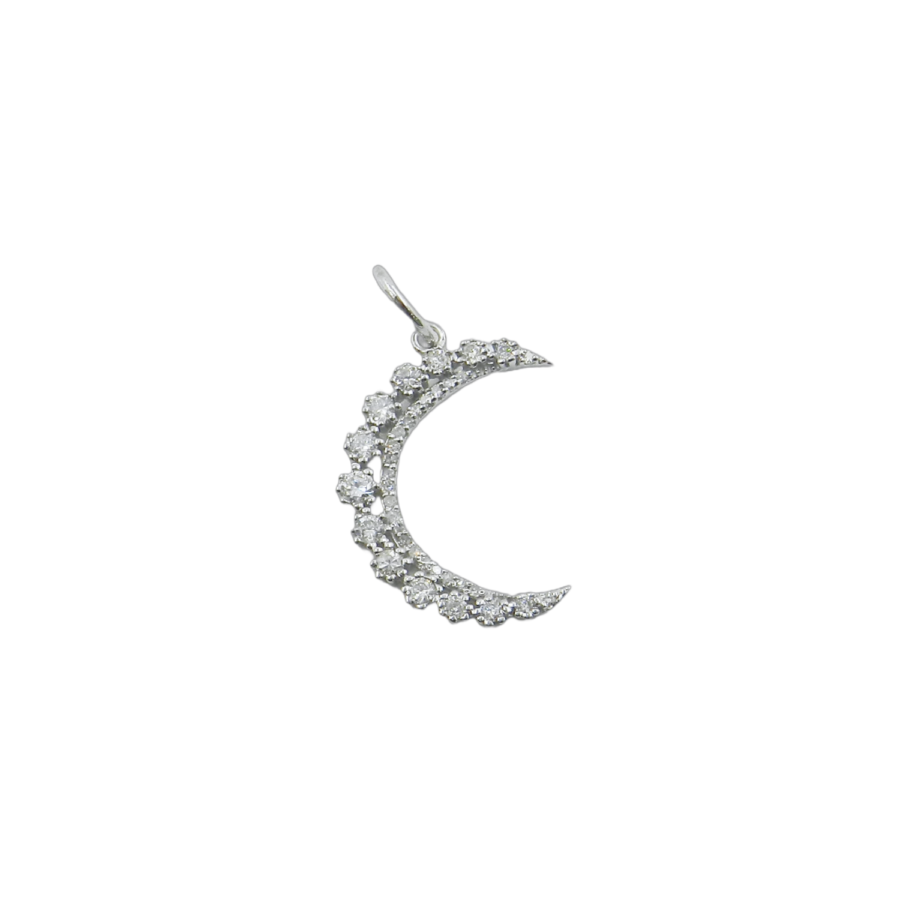 14K White Gold Crescent Moon Pendant