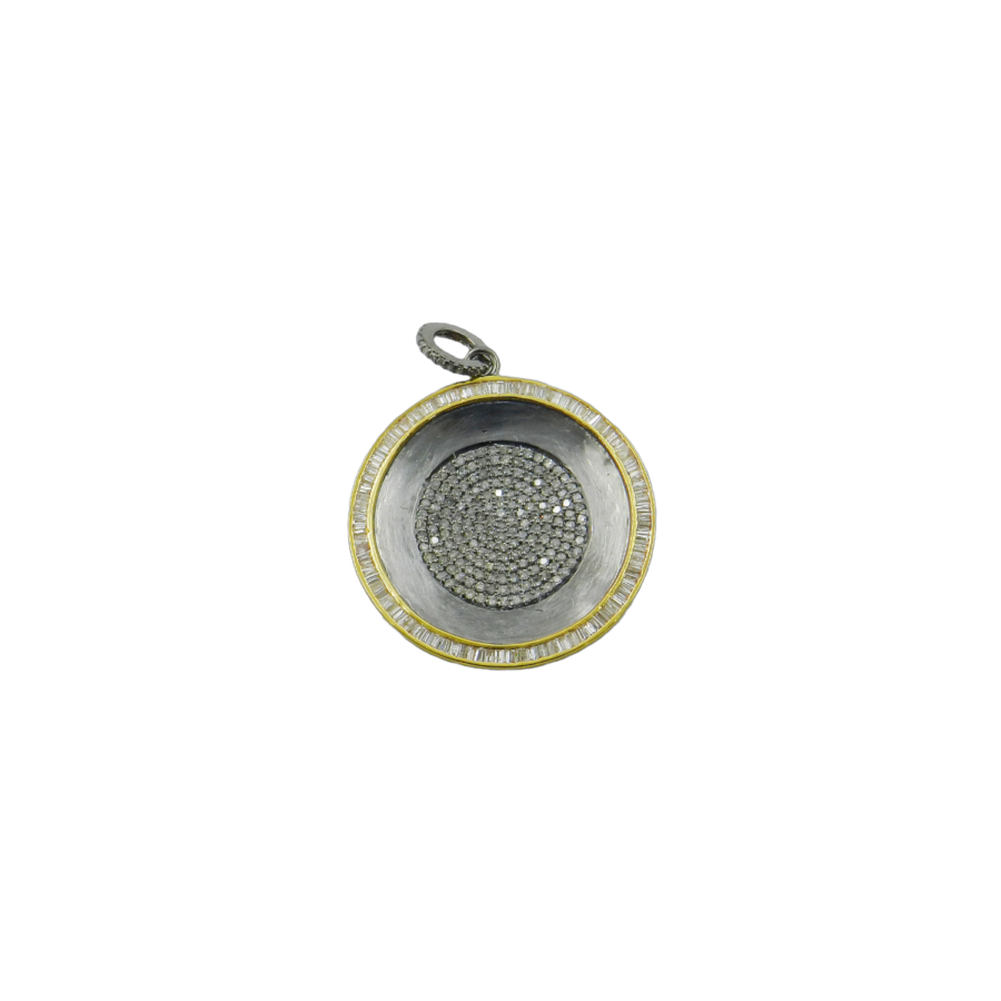 14K Gold & Silver Diamond Shield Charm