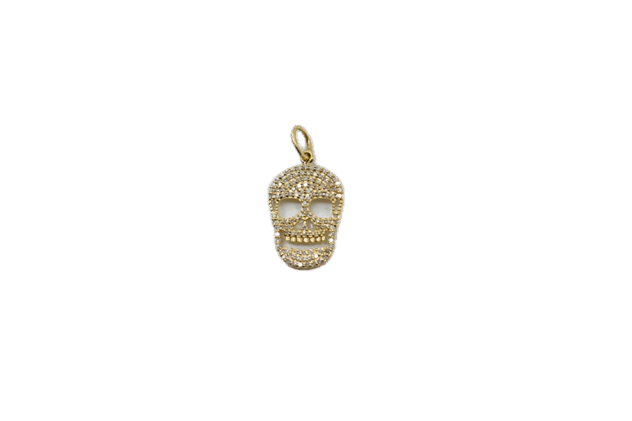 14K Gold Pavé Diamond Skull Charm