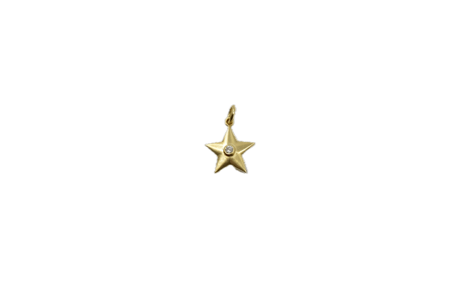 14K Gold Single Diamond Mini Star Charm