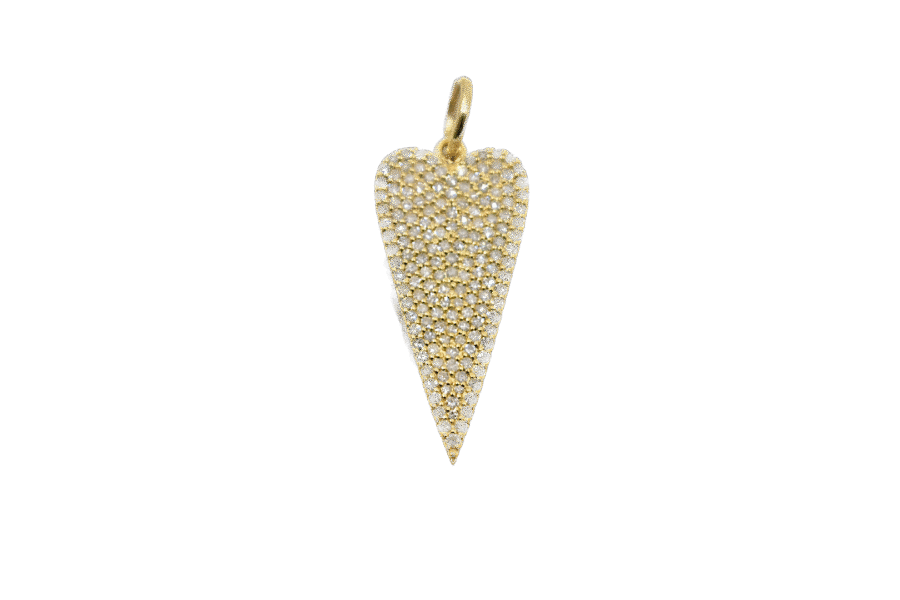 14K Gold Elongated Diamond Heart Charm