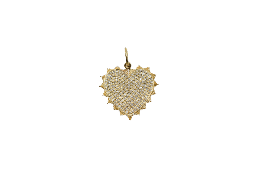 14K Gold Pavé Diamond Heart Charm