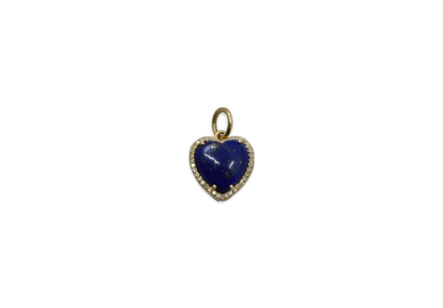 14K Gold Diamond Mini Stone Heart Charm