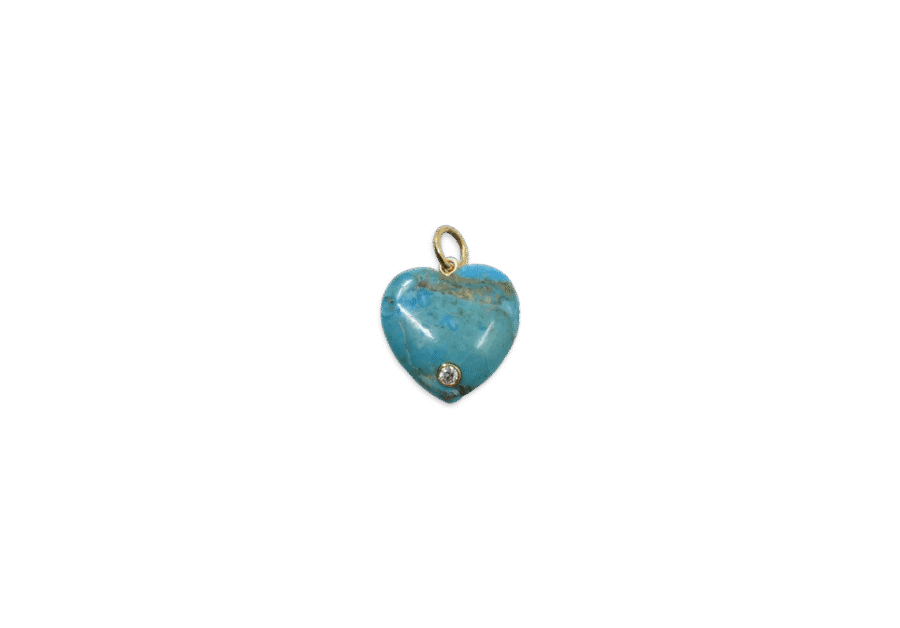 14K Single Diamond Stone Heart Charm