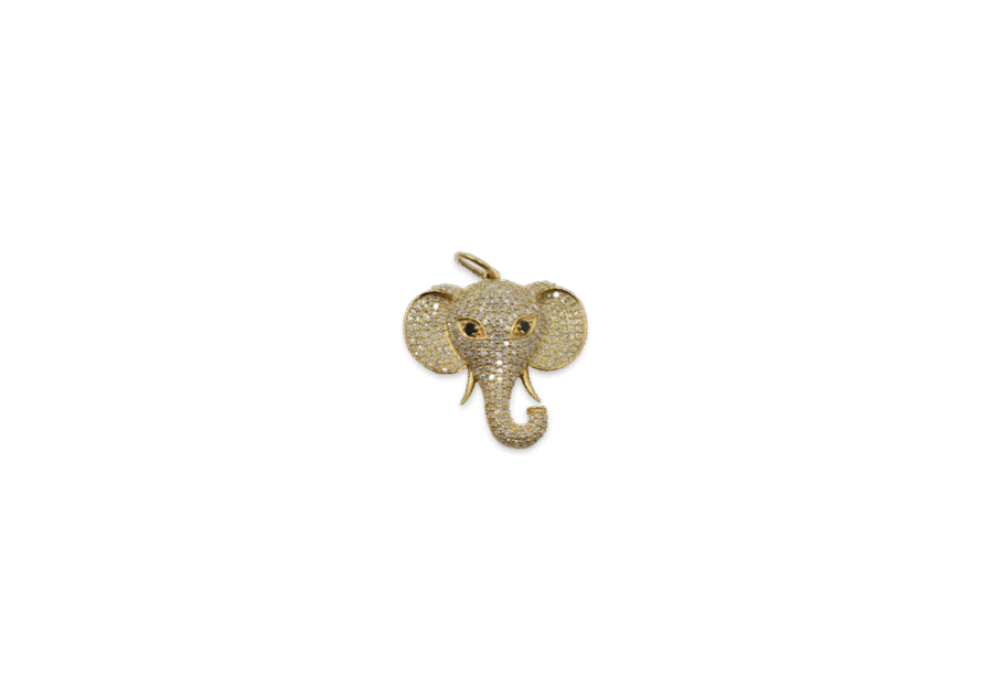 14K Gold Diamond & Sapphire Elephant Charm