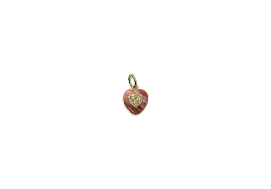 14K Gold Diamond Mini Orange Shell Heart Hearm