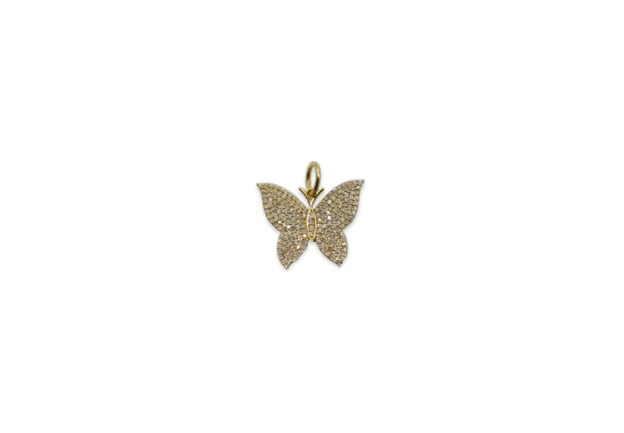 14K Gold Pavé Diamond Butterfly Charm