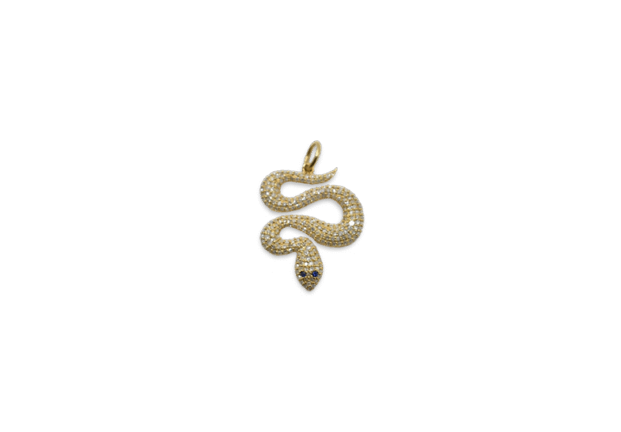 14K Diamond & Sapphire Snake Charm