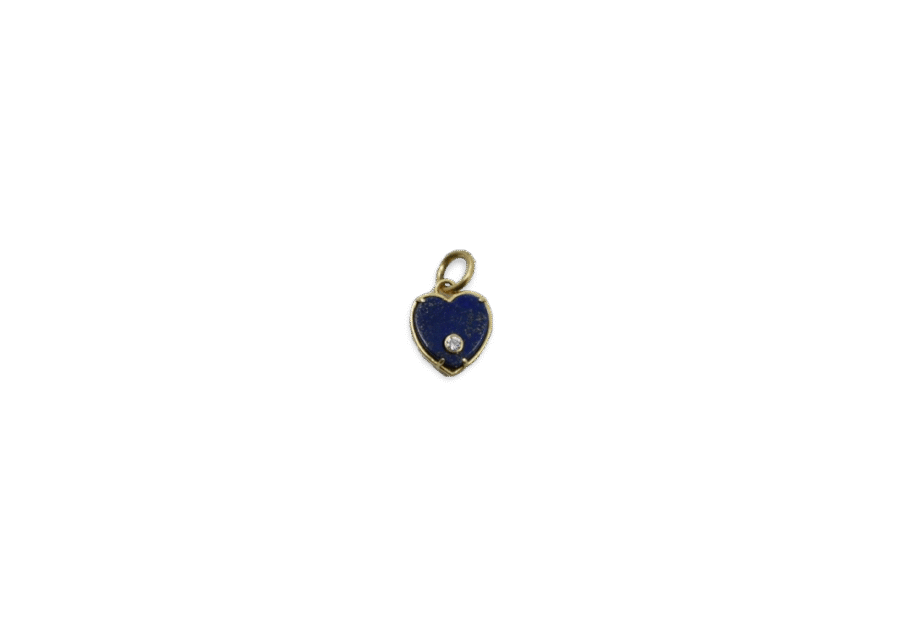 14K Gold Single Diamond Mini Stone Heart Charm