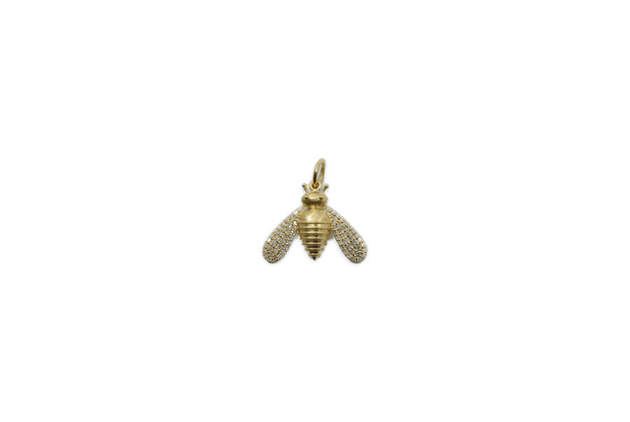14K Gold Diamond Bee Charm