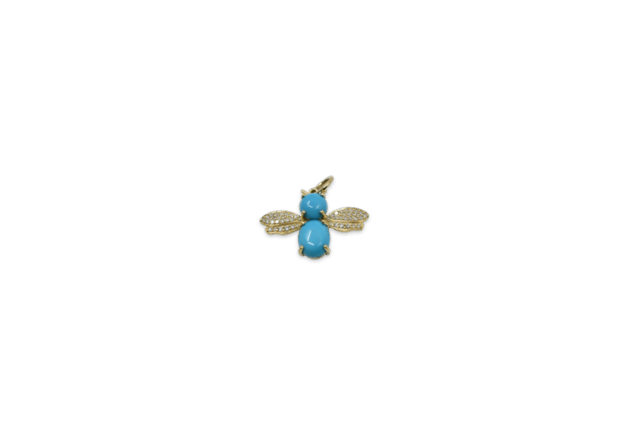 14K Gold Diamond & Turquoise Insect Charm