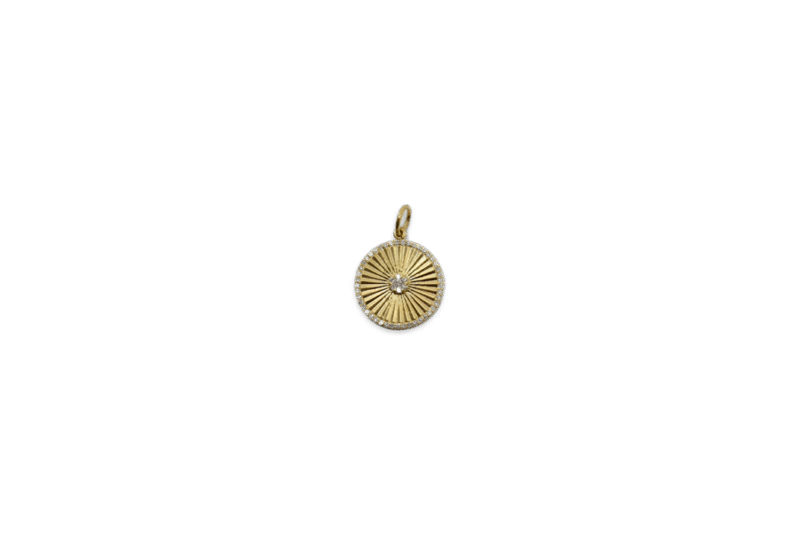 14K Diamond Fluted Disc Charm