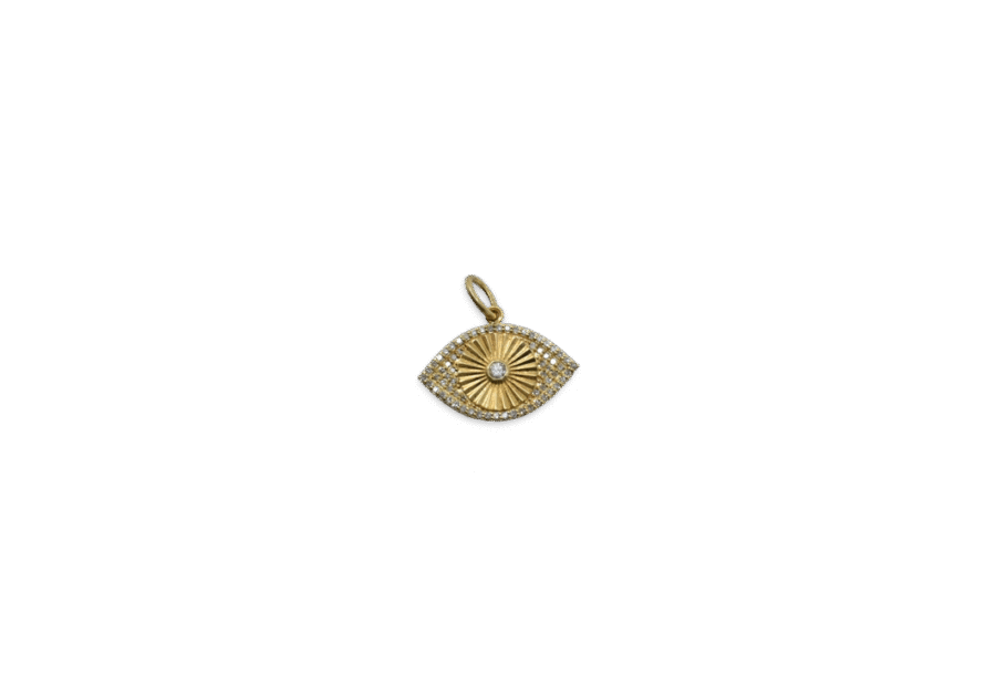 14K Gold Pavé Diamond Evil Eye Charm
