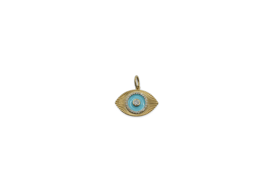 14K Gold Diamond & Enamel Evil Eye Charm