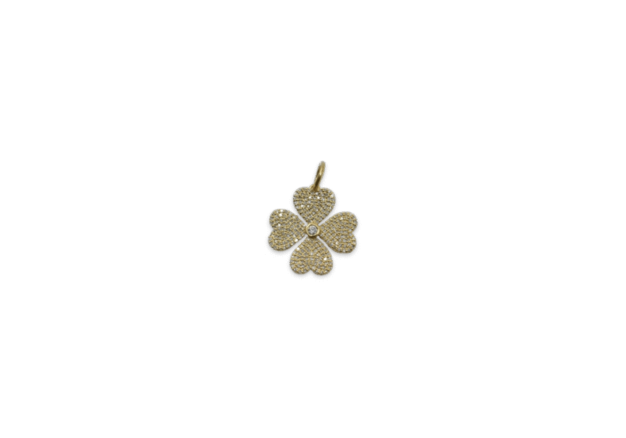 14K Gold Pavé Diamond Large Clover Charm